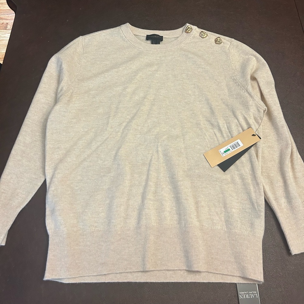 Donna Karan Women's Sweater with Gold Button Accents